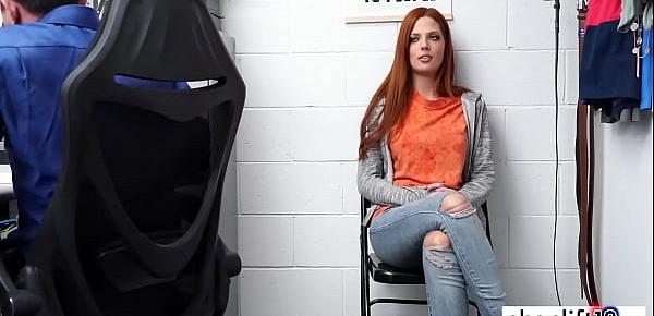  Redhead shoplifter banged by a policeman in his office